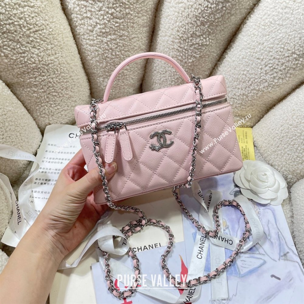 Chanel Shiny Grained Calfskin Vanity with Chain and Star Light Pink 2025 AP4854 (yezi-250813043)