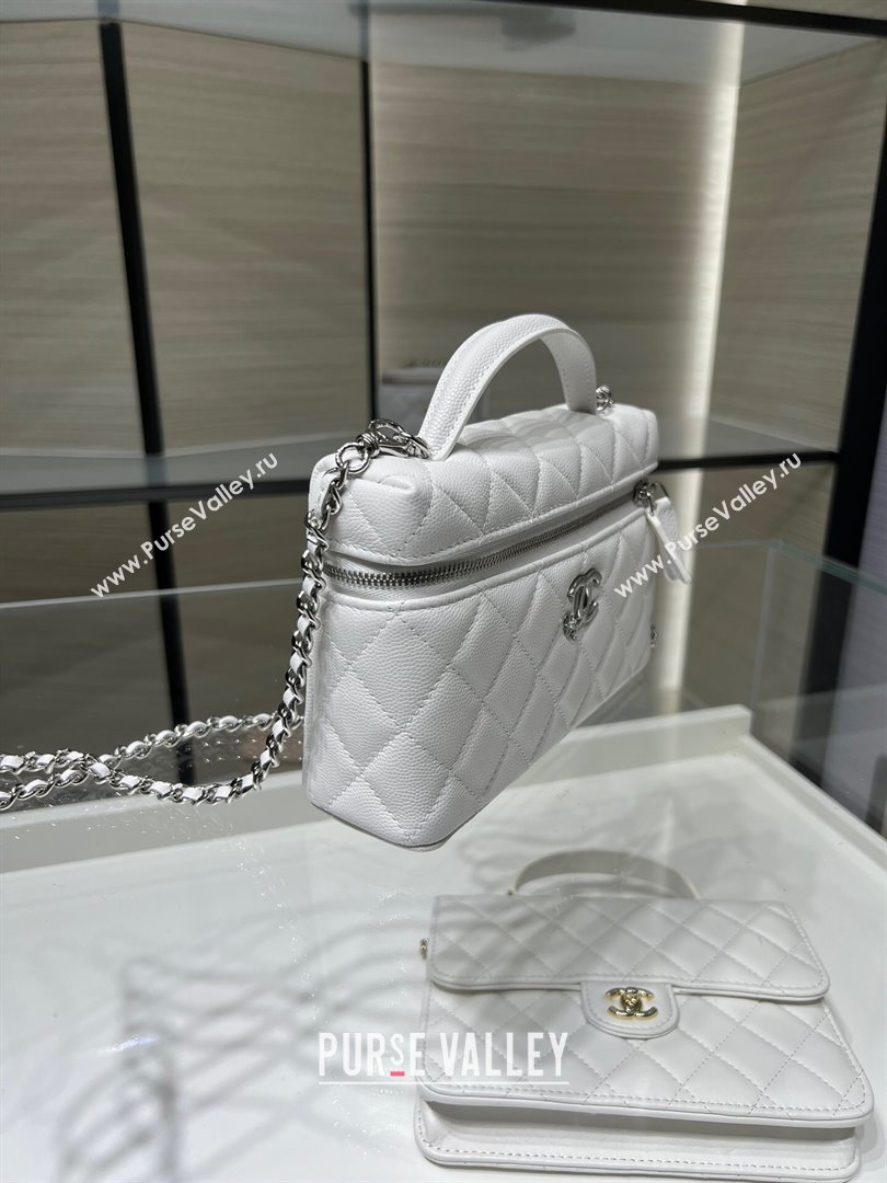 Chanel Shiny Grained Calfskin Vanity with Chain and Star White 2025 AP4854 (yezi-250813039)