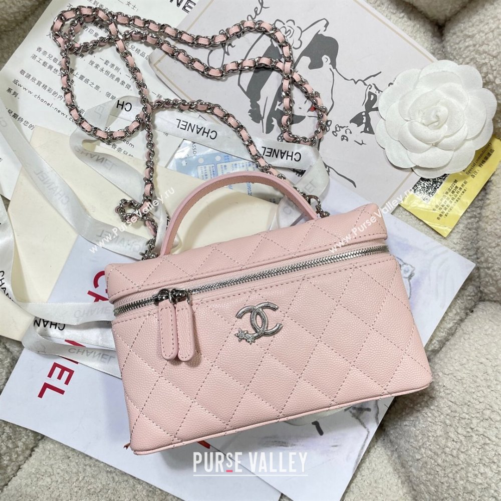 Chanel Shiny Grained Calfskin Vanity with Chain and Star Light Pink 2025 AP4854 (yezi-250813043)