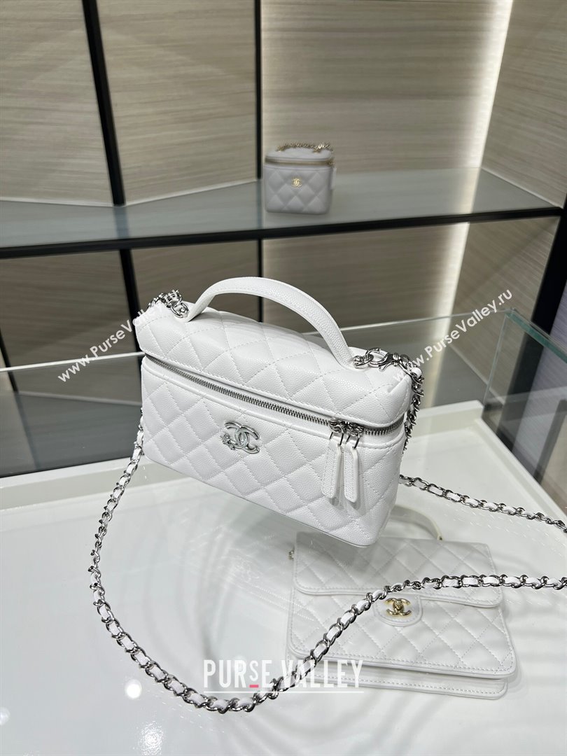 Chanel Shiny Grained Calfskin Vanity with Chain and Star White 2025 AP4854 (yezi-250813039)