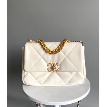 Chanel 19 Shiny Lambskin Small Flap Bag AS1160 White 2025 0813 (YD-250813047)