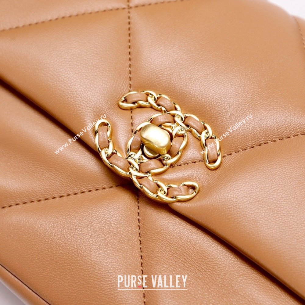 Chanel 19 Shiny Lambskin Small Flap Bag AS1160 Camel Brown 2025 0813 (YD-250813048)