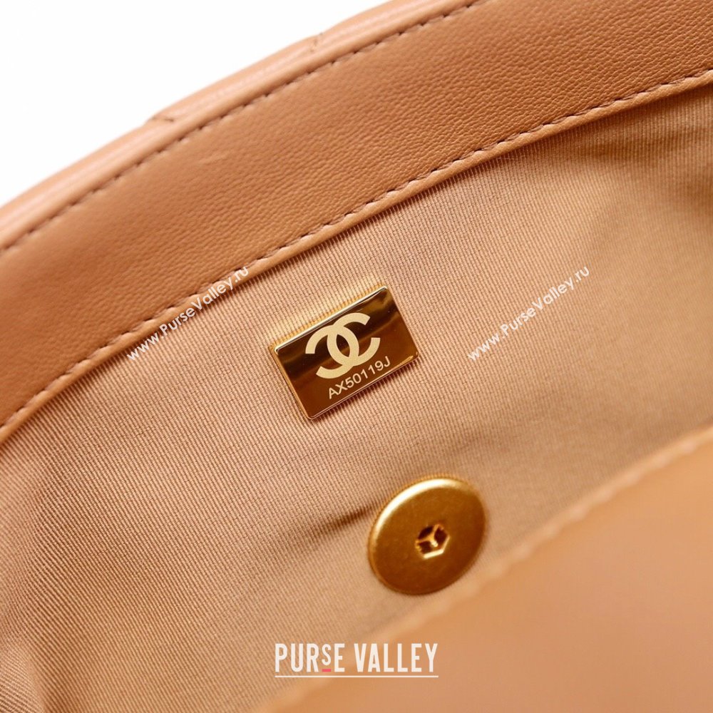 Chanel 19 Shiny Lambskin Small Flap Bag AS1160 Camel Brown 2025 0813 (YD-250813048)