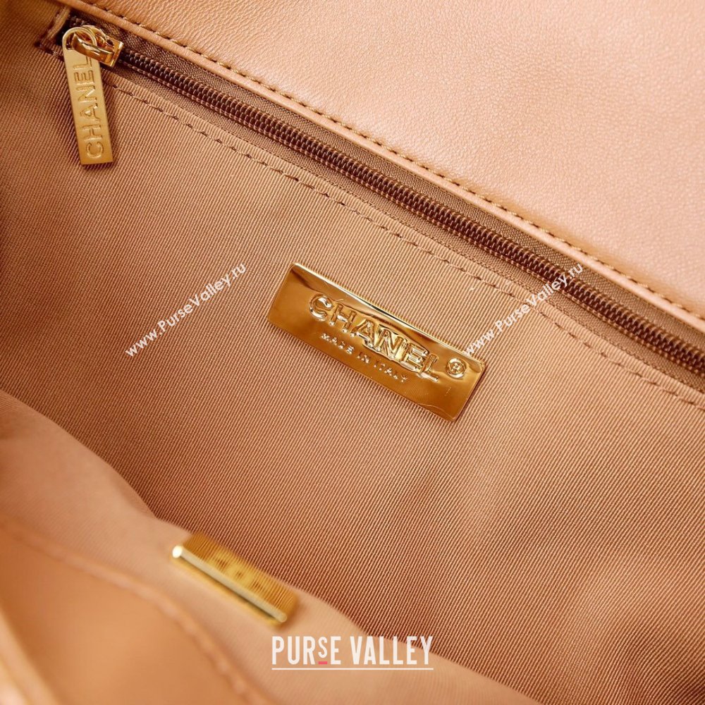 Chanel 19 Shiny Lambskin Small Flap Bag AS1160 Camel Brown 2025 0813 (YD-250813048)