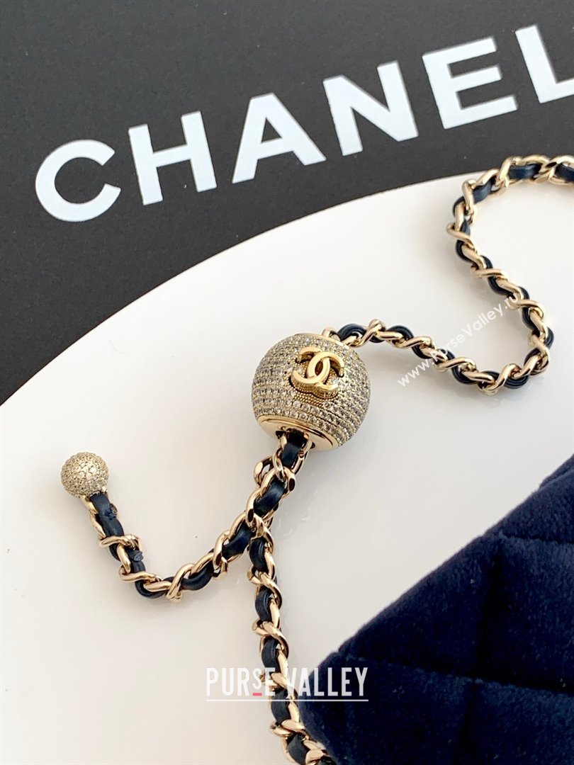 Chanel Velvet Mini Square Flap Bag with Strass Ball Dark Blue 2025 AS1786 (yezi-251010057)
