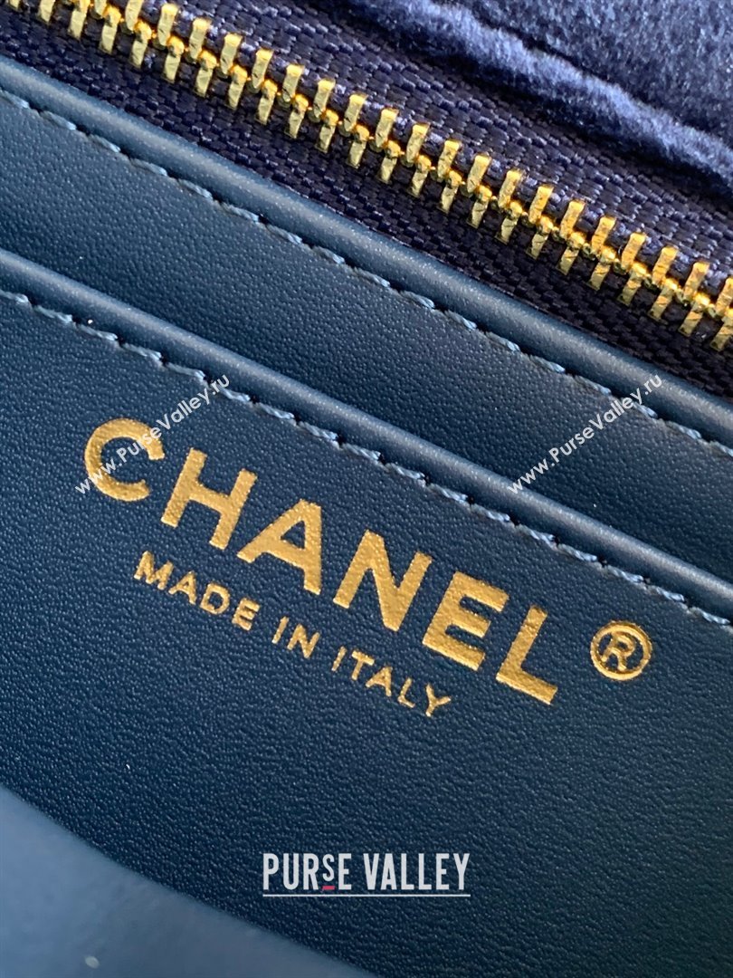 Chanel Velvet Mini Square Flap Bag with Strass Ball Dark Blue 2025 AS1786 (yezi-251010057)