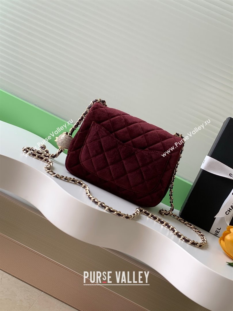 Chanel Velvet Mini Square Flap Bag with Strass Ball Dark Brown 2025 AS1786 (yezi-251010058)