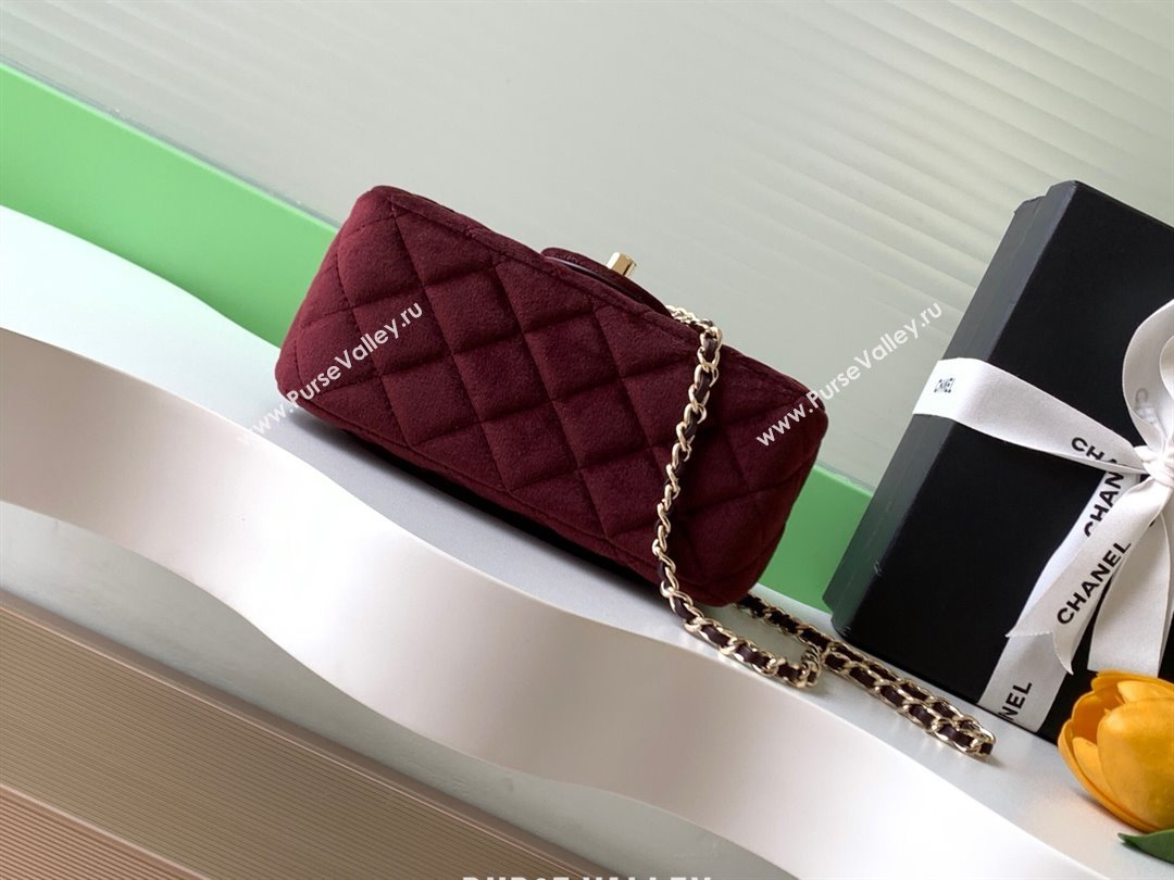 Chanel Velvet Mini Square Flap Bag with Strass Ball Dark Brown 2025 AS1786 (yezi-251010058)