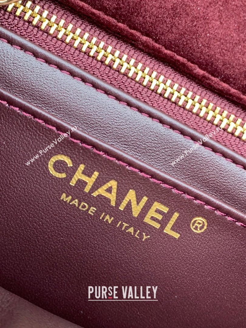 Chanel Velvet Mini Square Flap Bag with Strass Ball Dark Brown 2025 AS1786 (yezi-251010058)