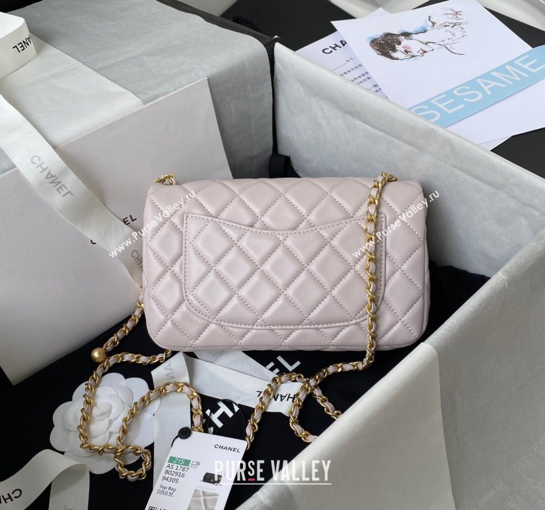 Chanel Lambskin Small Flap Bag with Gold-Tone Metal Ball AS1787 Pale Pink 2024 (yezi-240517117)