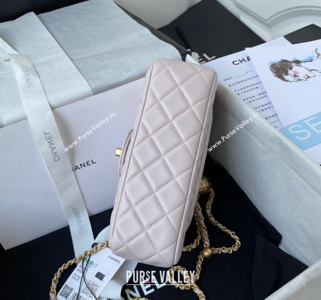 Chanel Lambskin Small Flap Bag with Gold-Tone Metal Ball AS1787 Pale Pink 2024 (yezi-240517117)