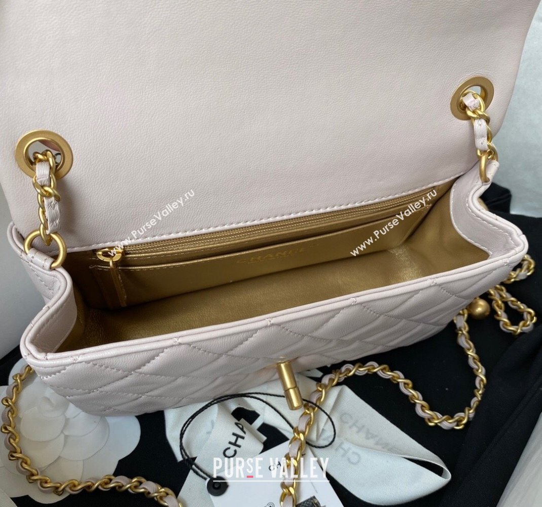 Chanel Lambskin Small Flap Bag with Gold-Tone Metal Ball AS1787 Pale Pink 2024 (yezi-240517117)
