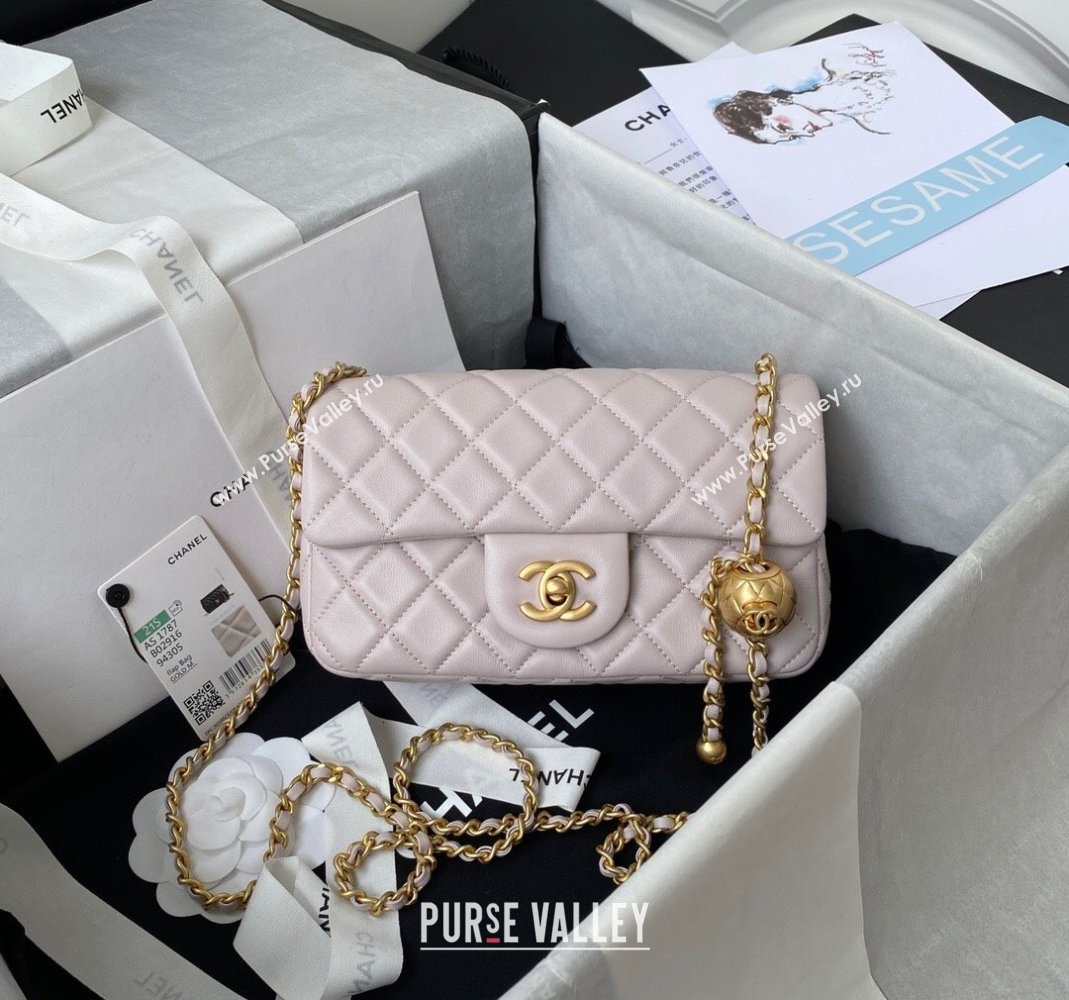 Chanel Lambskin Small Flap Bag with Gold-Tone Metal Ball AS1787 Pale Pink 2024 (yezi-240517117)