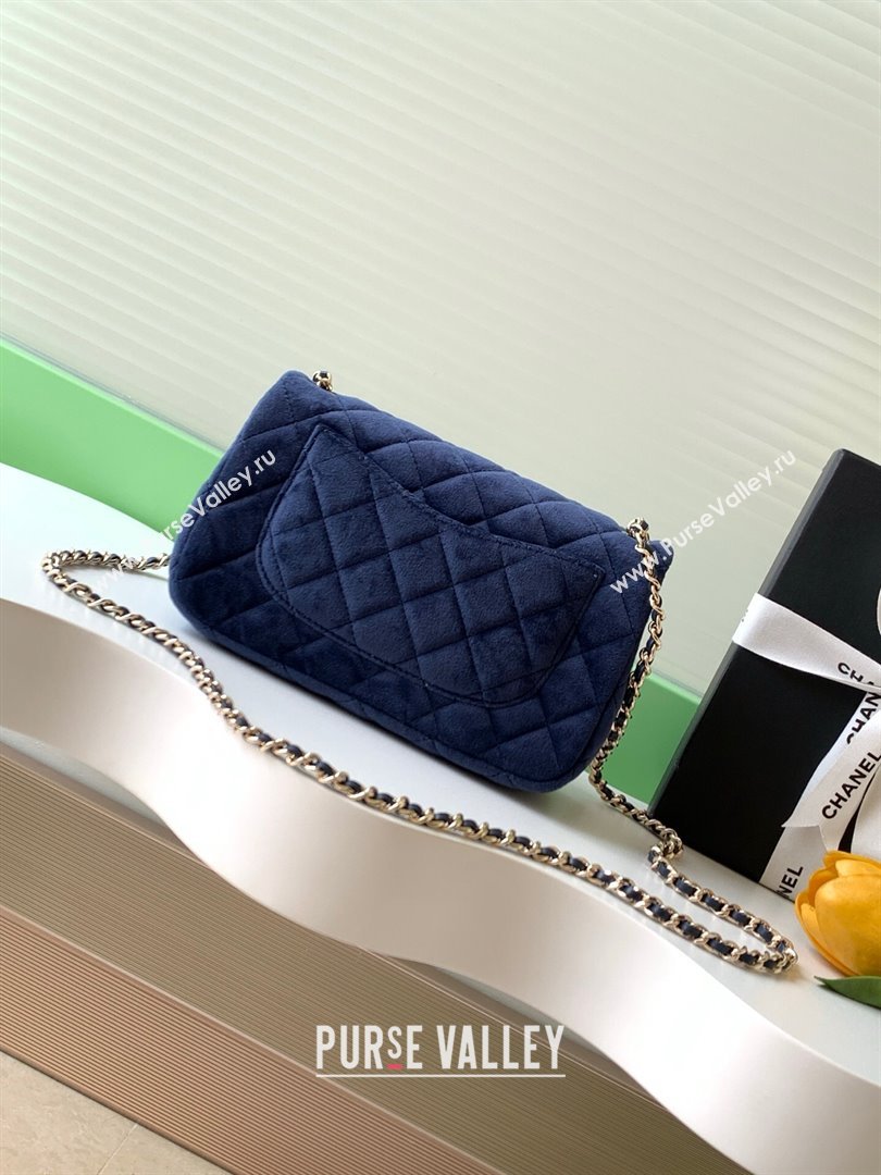 Chanel Velvet Mini Flap Bag with Strass Ball Dark Blue 2025 AS1787 (yezi-251010042)