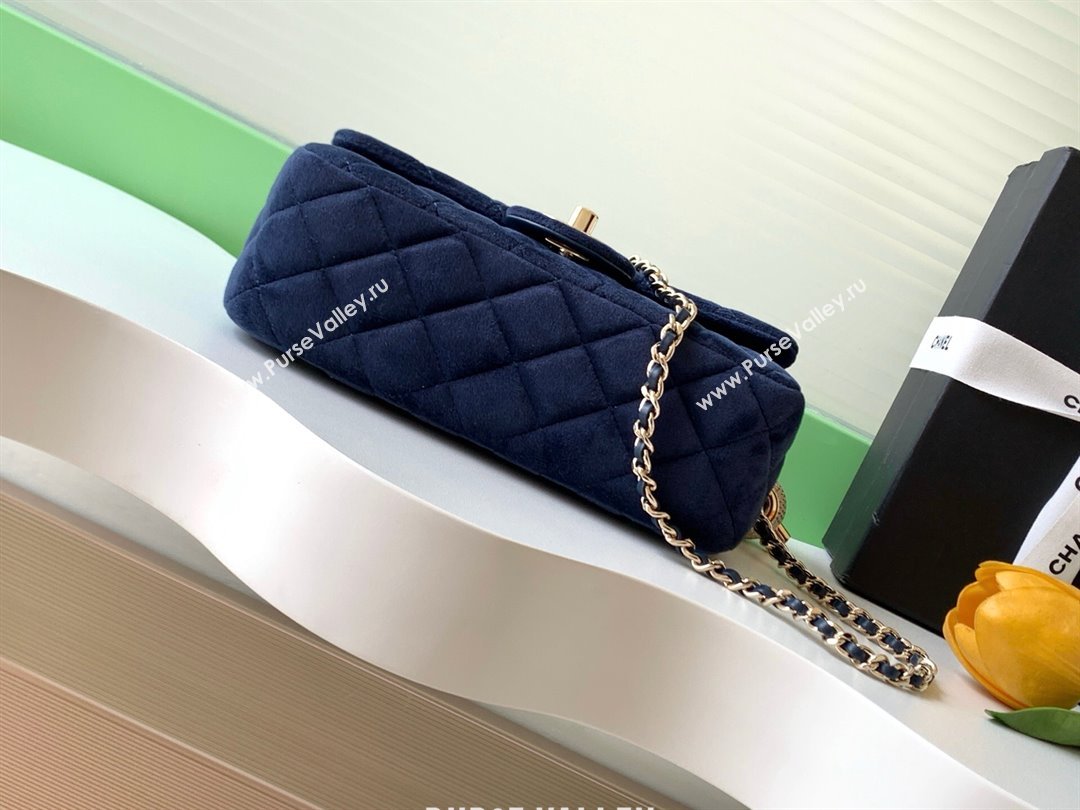 Chanel Velvet Mini Flap Bag with Strass Ball Dark Blue 2025 AS1787 (yezi-251010042)