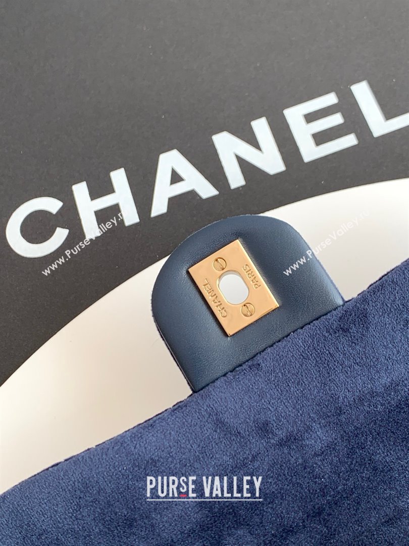 Chanel Velvet Mini Flap Bag with Strass Ball Dark Blue 2025 AS1787 (yezi-251010042)