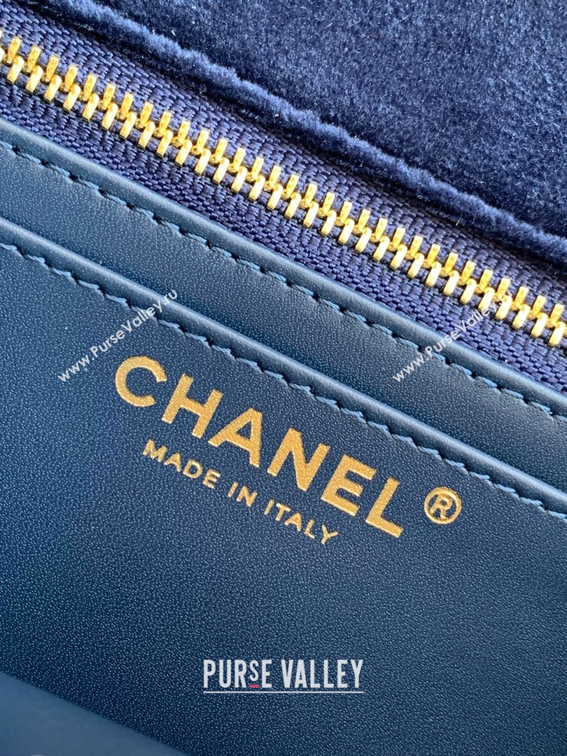 Chanel Velvet Mini Flap Bag with Strass Ball Dark Blue 2025 AS1787 (yezi-251010042)