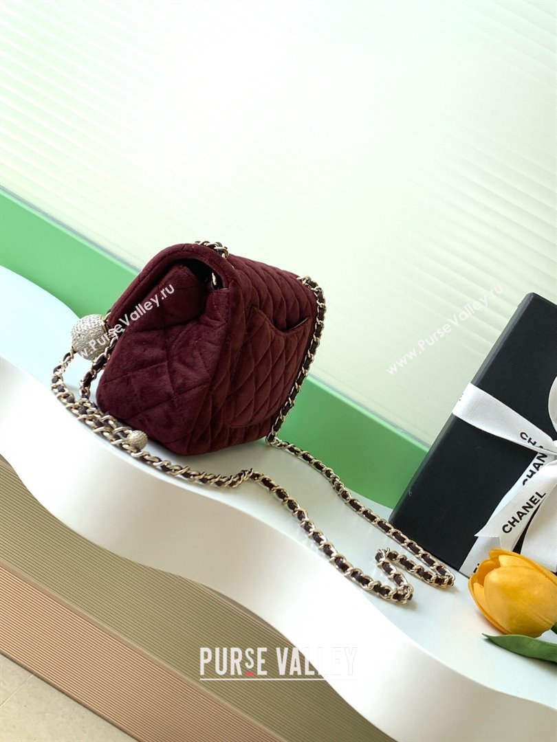 Chanel Velvet Mini Flap Bag with Strass Ball Dark Brown 2025 AS1787 (yezi-251010043)