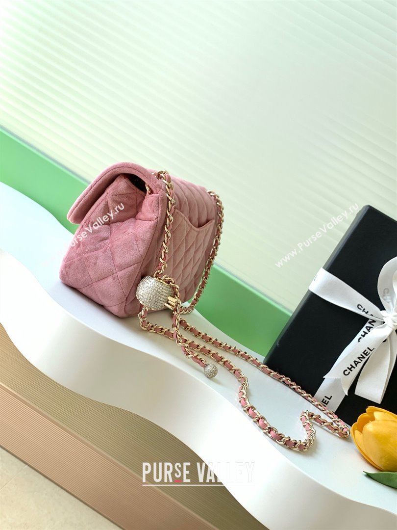 Chanel Velvet Mini Flap Bag with Strass Ball Light Pink 2025 AS1787 (yezi-251010041)