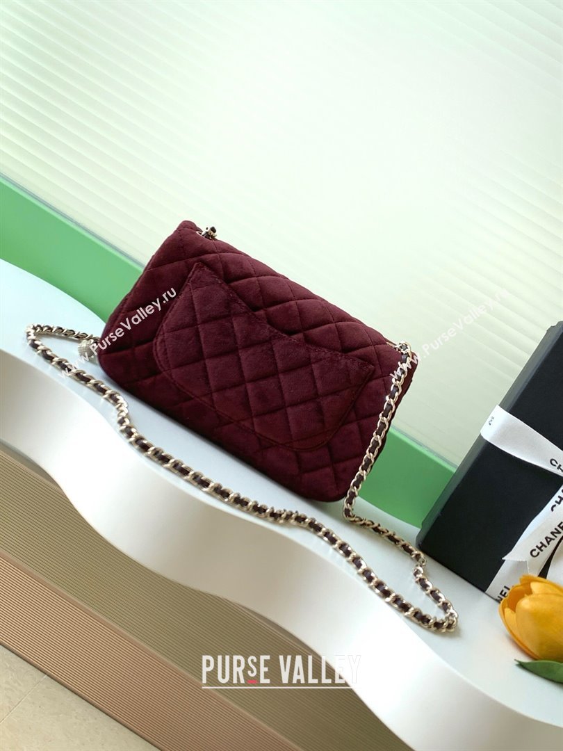 Chanel Velvet Mini Flap Bag with Strass Ball Dark Brown 2025 AS1787 (yezi-251010043)