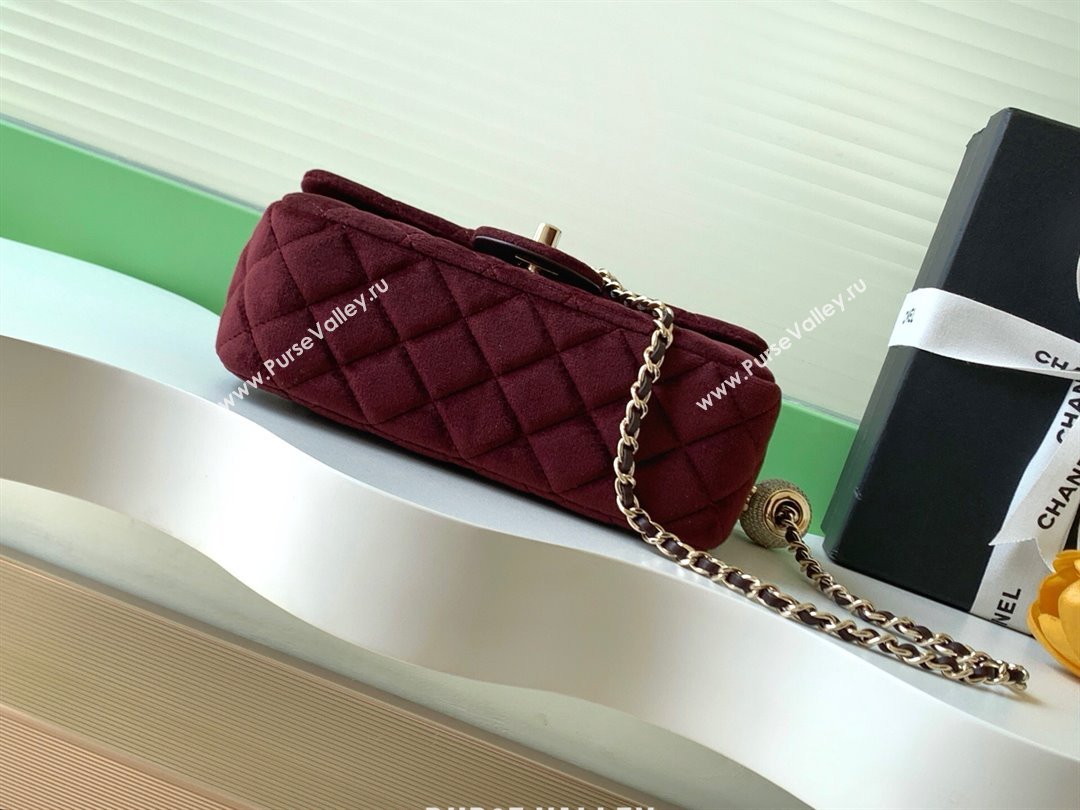 Chanel Velvet Mini Flap Bag with Strass Ball Dark Brown 2025 AS1787 (yezi-251010043)