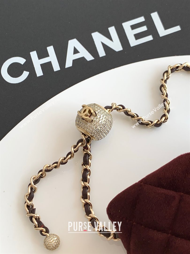 Chanel Velvet Mini Flap Bag with Strass Ball Dark Brown 2025 AS1787 (yezi-251010043)