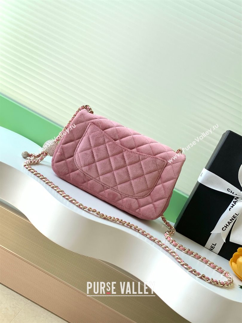 Chanel Velvet Mini Flap Bag with Strass Ball Light Pink 2025 AS1787 (yezi-251010041)