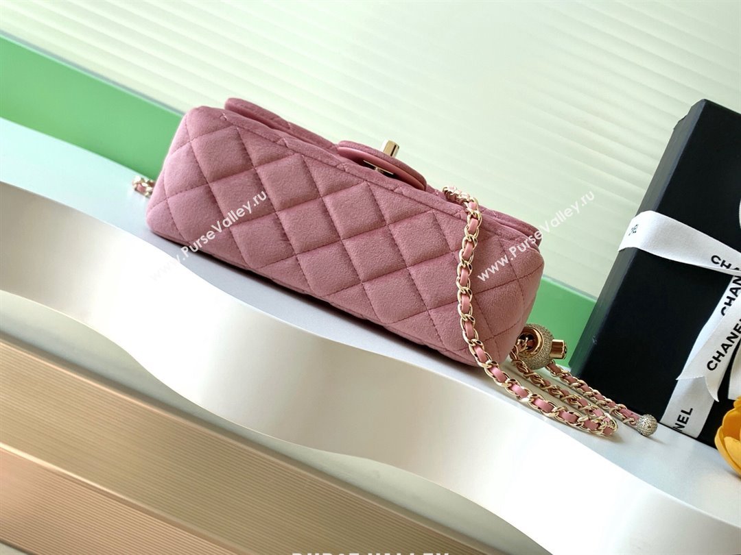 Chanel Velvet Mini Flap Bag with Strass Ball Light Pink 2025 AS1787 (yezi-251010041)