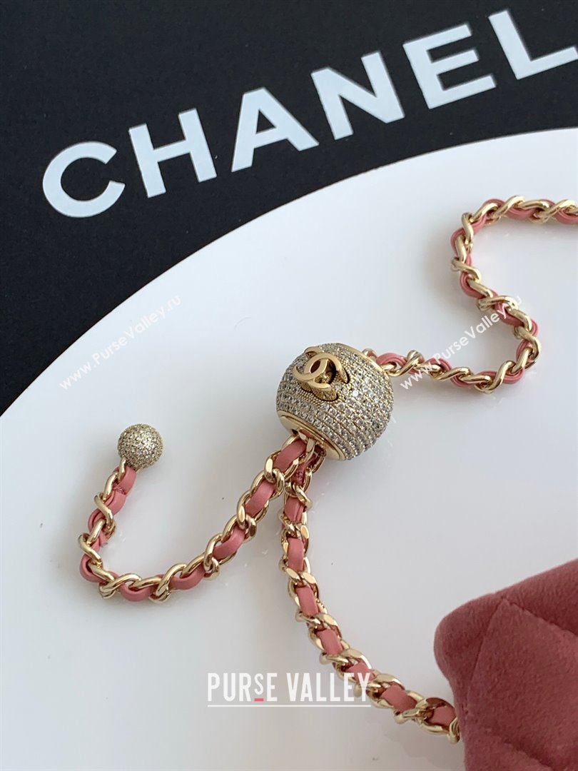 Chanel Velvet Mini Flap Bag with Strass Ball Light Pink 2025 AS1787 (yezi-251010041)