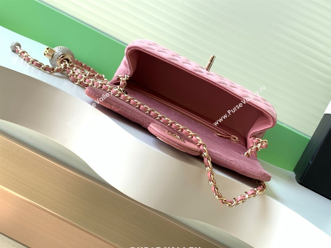 Chanel Velvet Mini Flap Bag with Strass Ball Light Pink 2025 AS1787 (yezi-251010041)
