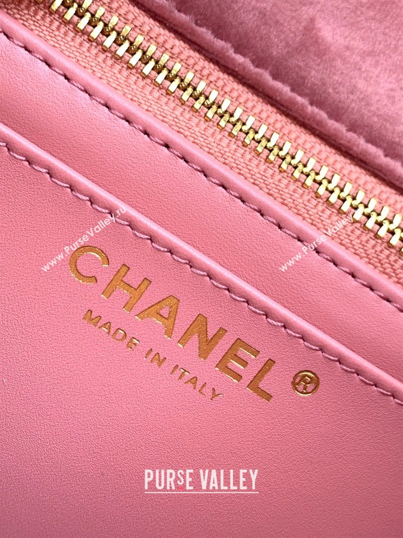 Chanel Velvet Mini Flap Bag with Strass Ball Light Pink 2025 AS1787 (yezi-251010041)