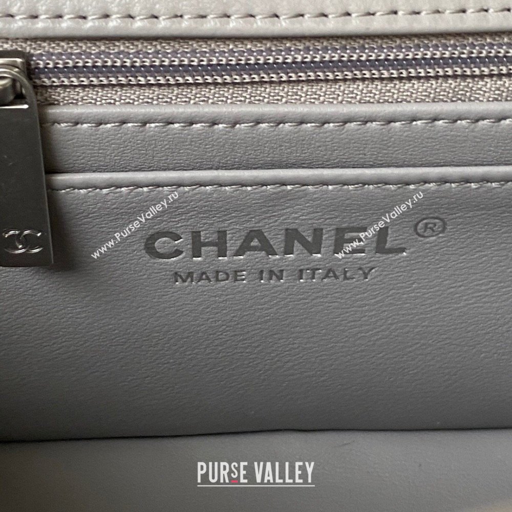 Chanel Lambskin Silver-Tone Metal Flap Bag AS1787 with Ball Grey 2023 (yezi-231020014)