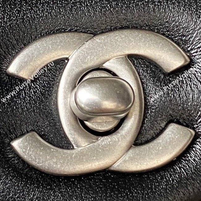 Chanel Lambskin Silver-Tone Metal Flap Bag AS1787 with Ball Black 2023 (yezi-231020016)