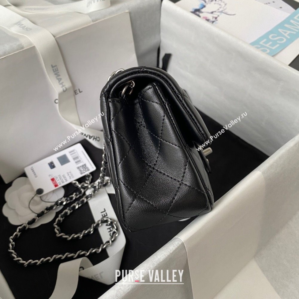 Chanel Lambskin Silver-Tone Metal Flap Bag AS1787 with Ball Black 2023 (yezi-231020016)