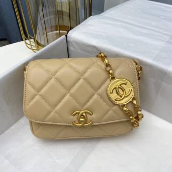 Chanel Lambskin Small Flap bag with Coin Charm Beige 2024 AS2189 (SM-240829084)