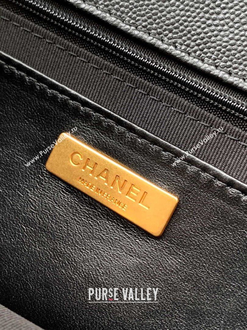 Chanel Grained Shiny Calfskin Flap Bag with Top Handle Black 2025 AS3653 (yezi-251010071)