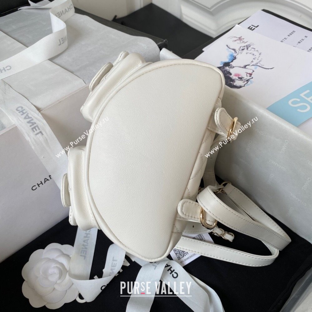 Chanel Lambskin Small Backpack Bag AS3787 White 2025 (yezi-250111077)