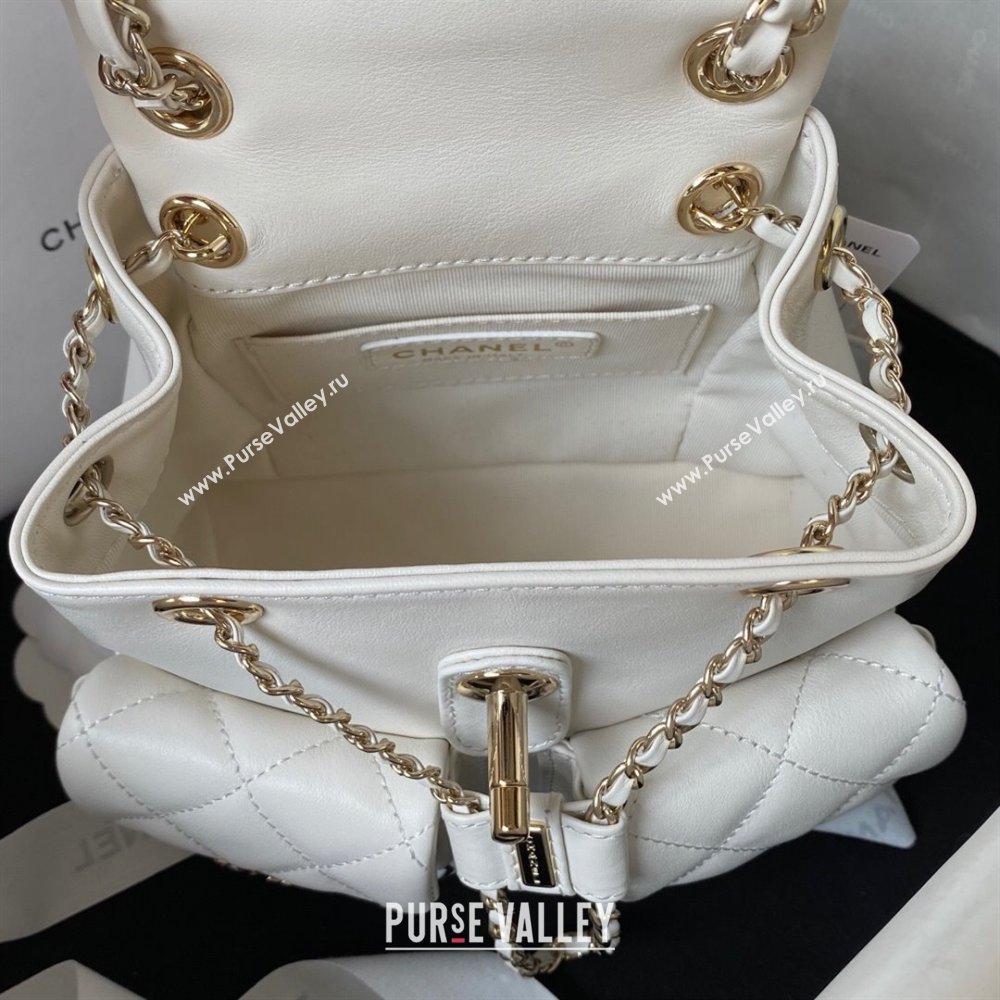 Chanel Lambskin Small Backpack Bag AS3787 White 2025 (yezi-250111077)