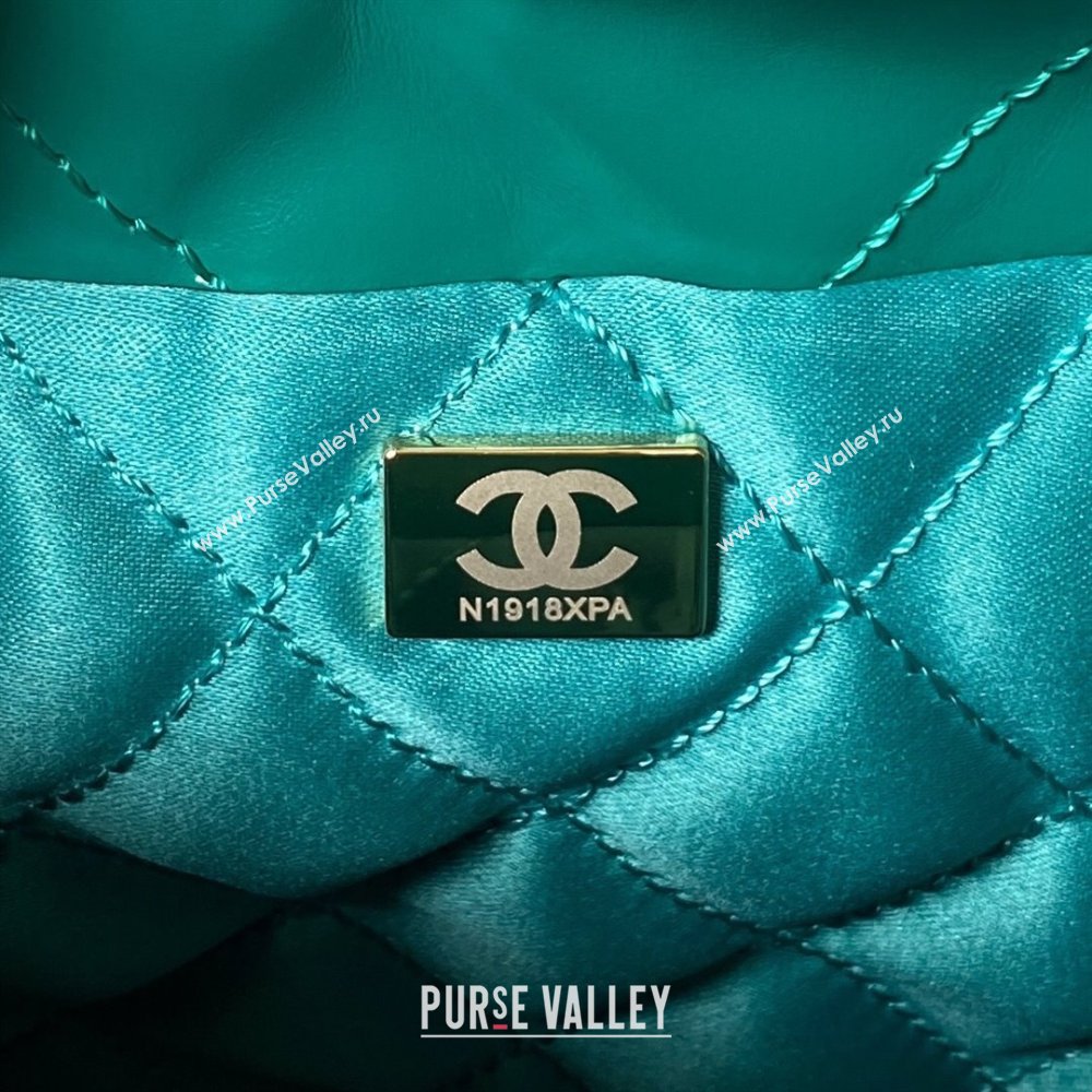 Chanel 22 Shiny Calfskin Mini Shopping Bag with Chain AS3980 Dark Green 2023 (yezi-230907035)