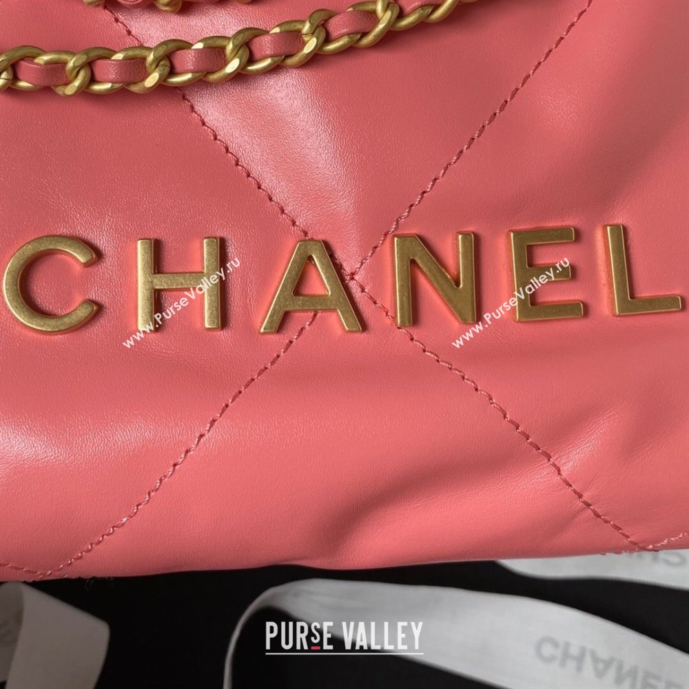 Chanel 22 Shiny Calfskin Mini Shopping Bag with Chain AS3980 Dark Pink 2023 (yezi-230907036)