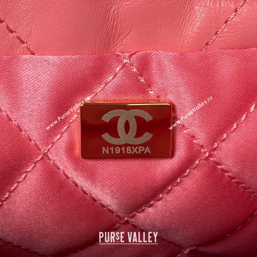 Chanel 22 Shiny Calfskin Mini Shopping Bag with Chain AS3980 Dark Pink 2023 (yezi-230907036)