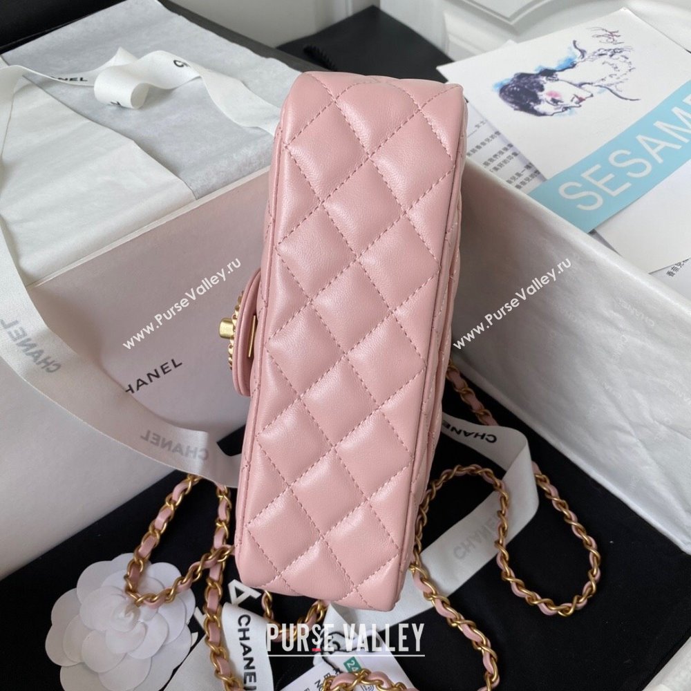 Chanel Quilted Lambskin Coco Mini Flap Bag with CHANEL Top Handle and Crystals AS4362 Light Pink 2023 (yezi-231127041)