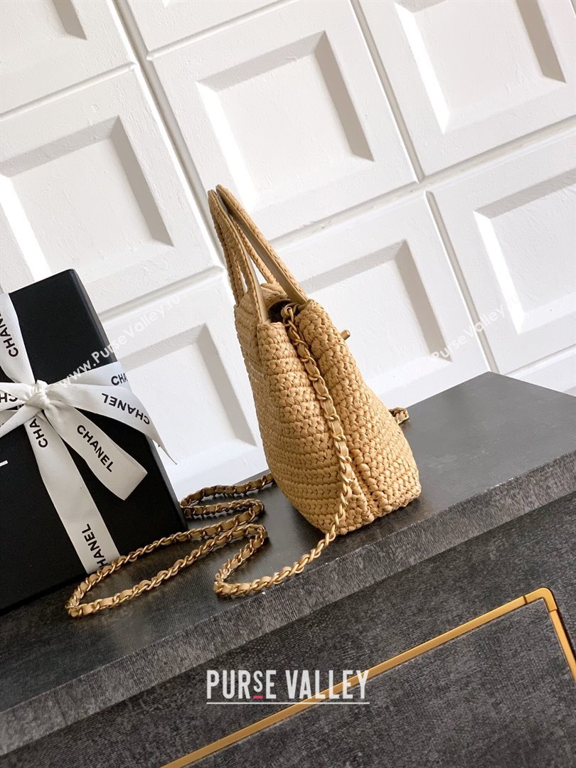 Chanel Straw-Like Mini Kelly Shopping Bag AS4416 Khaki 2025 0811 (yezi-2508110085)