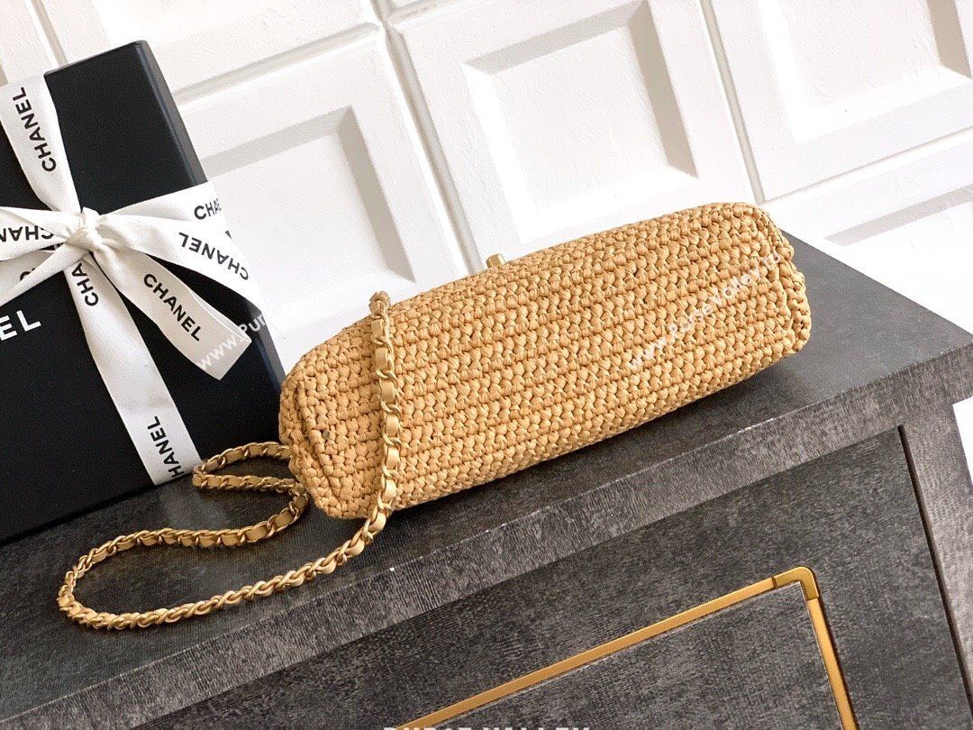 Chanel Straw-Like Mini Kelly Shopping Bag AS4416 Khaki 2025 0811 (yezi-2508110085)