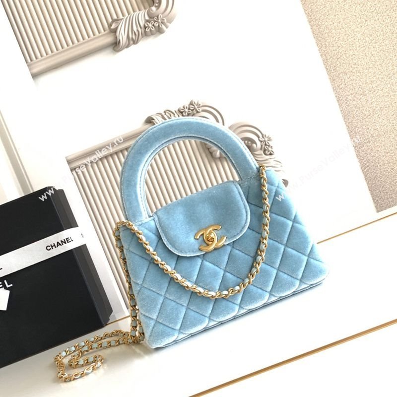 Chanel Velvet Mini Kelly Shopping Bag AS4416 Light Blue 2025 1010 (yezi-251010105)