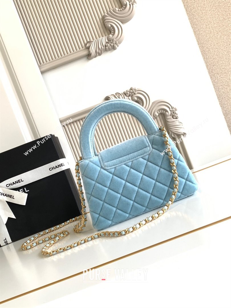 Chanel Velvet Mini Kelly Shopping Bag AS4416 Light Blue 2025 1010 (yezi-251010105)