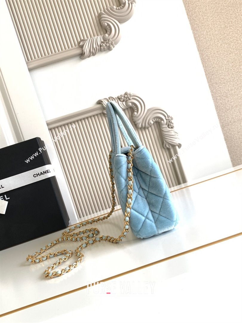 Chanel Velvet Mini Kelly Shopping Bag AS4416 Light Blue 2025 1010 (yezi-251010105)