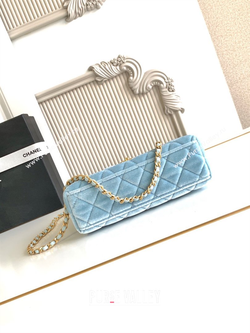 Chanel Velvet Mini Kelly Shopping Bag AS4416 Light Blue 2025 1010 (yezi-251010105)