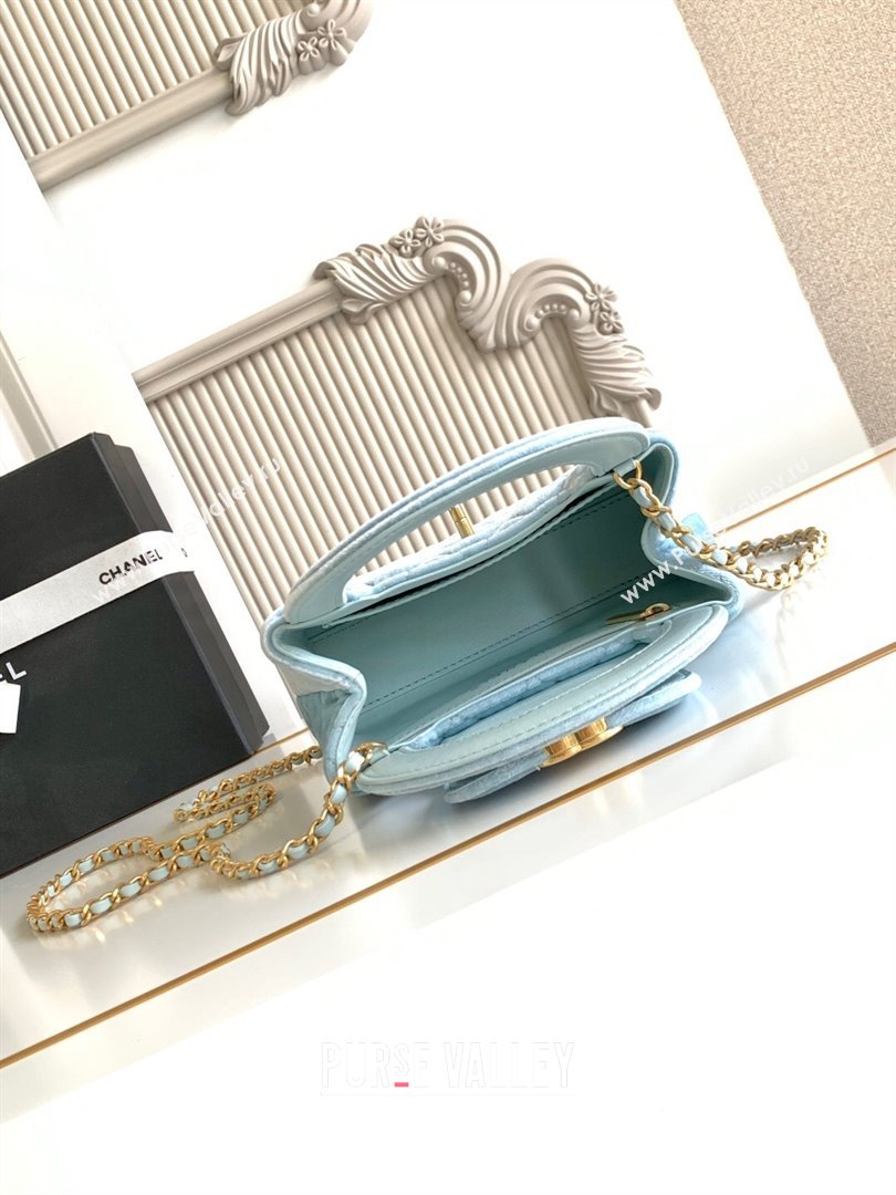Chanel Velvet Mini Kelly Shopping Bag AS4416 Light Blue 2025 1010 (yezi-251010105)