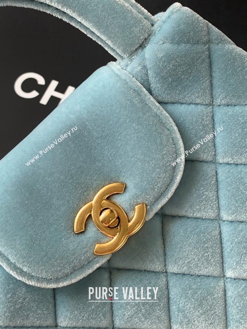 Chanel Velvet Mini Kelly Shopping Bag AS4416 Light Blue 2025 1010 (yezi-251010105)